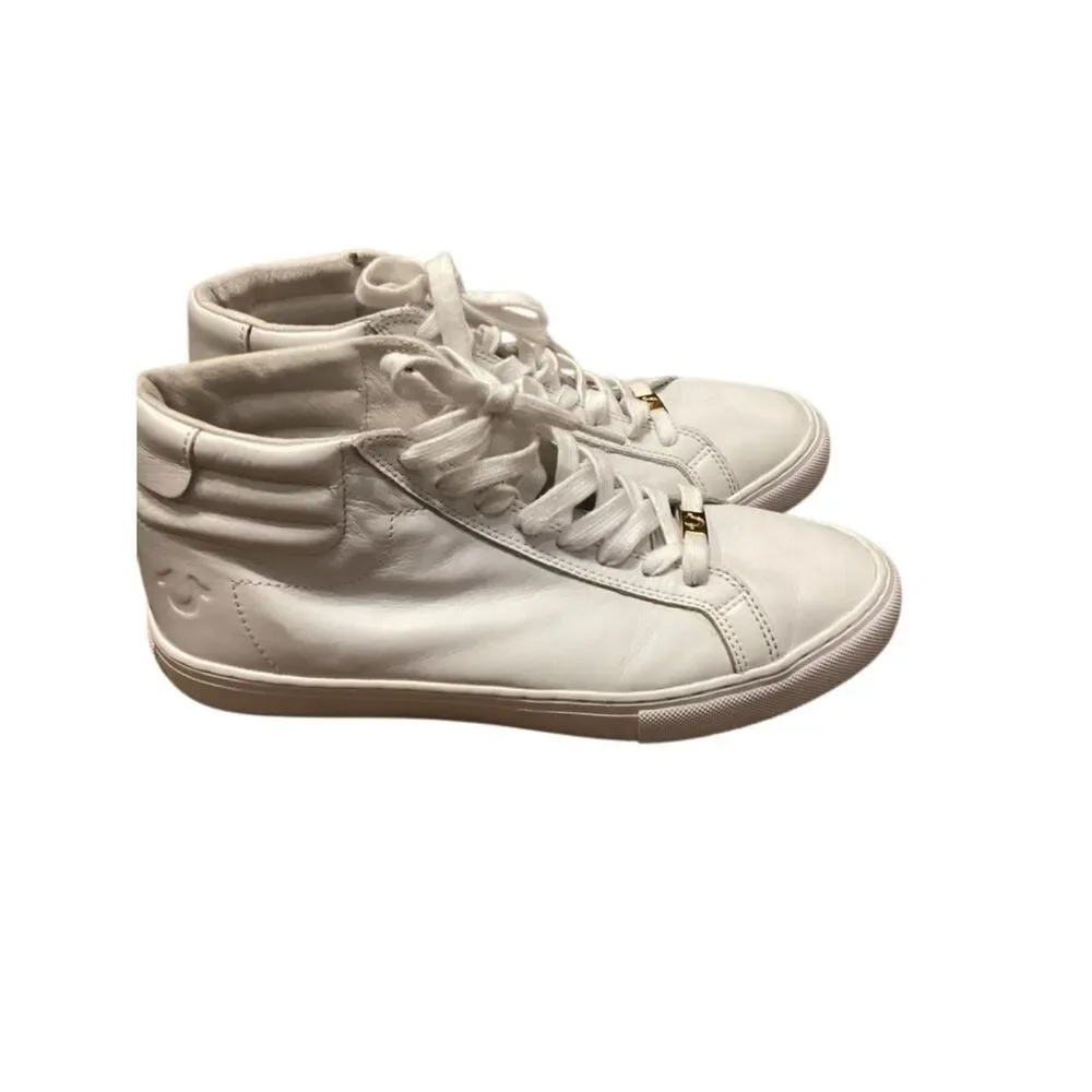 True Religion Mens Leather White Mid Trainers Sneakers Shoes size 7